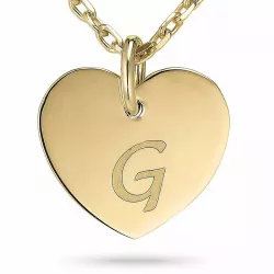 G-kirjain ankkurikaulaketju  kullattua hopeaa sydänriipus 9 karaatin kultaa