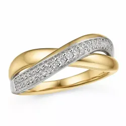 abstrakti briljanttisormus 14 karaatin kulta ja valkokultaa 0,16 ct