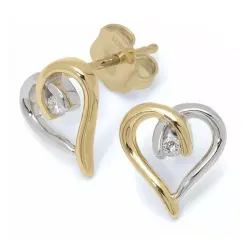 sydän timantti nappikorvakorut 14 karaatin kultaa ja valkokul kanssa timantti 