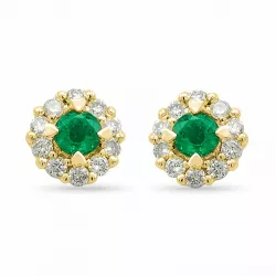 pyöreitä smaragdi timanttikorvakorut 14 karaatin kultaa kanssa smaragdi ja timantti 