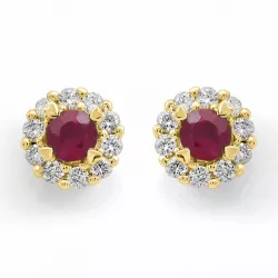 pyöreitä rubiini timanttikorvakorut 14 karaatin kultaa kanssa rubiini ja timantti 