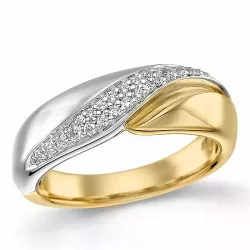 abstrakti timantti sormus 14 karaatin kulta ja valkokultaa 0,172 ct