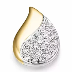 Pisaranmuotoinen timantti riipus 14 karaatti kulta ja valkokultaa 0,404 ct