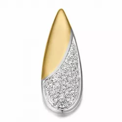 Pisaranmuotoinen timantti riipus 14 karaatti kulta ja valkokultaa 0,254 ct