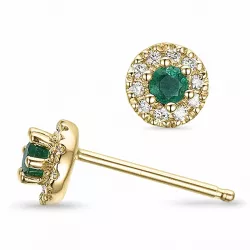 pyöreitä vihreä smaragdi nappikorvakorut 14 karaatin kultaa kanssa timantti ja smaragdi 