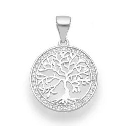 pyöreä elämänpuu riipus  hopeaa