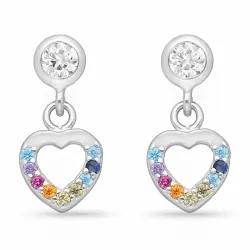 sydän monivärisiä zirkoni korvarenkaat  hopea