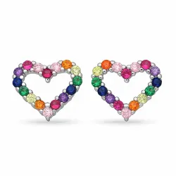sydän monivärisiä zirkoni korvarenkaat  hopea