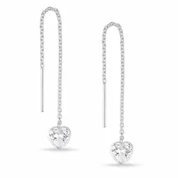 pitkät sydän zirkoni korvarenkaat  hopea