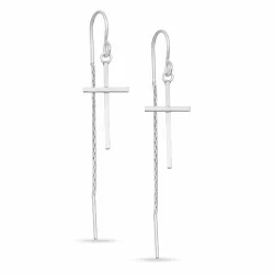 pitkät risti ketjukorvakorut  hopea