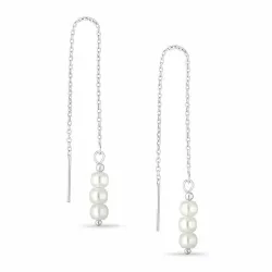 pitkät helmi ketjukorvakorut  hopea