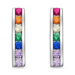 monivärisiä zirkoni korvarenkaat  hopea