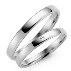 3 mm vihkisormusta 14 karaatin valkokultaa 0,02 ct - setit