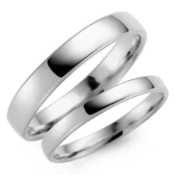 4 ja 3 mm vihkisormusta 9 karaatin valkokultaa - setit