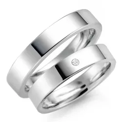 5 mm vihkisormusta 9 karaatin valkokultaa 0,03 ct - setit