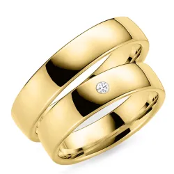 5 mm vihkisormusta 9 karaatin kultaa 0,03 ct - setit