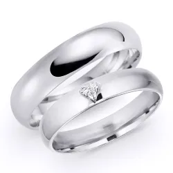 5 ja 4 mm vihkisormusta 9 karaatin valkokultaa 0,03 ct - setit