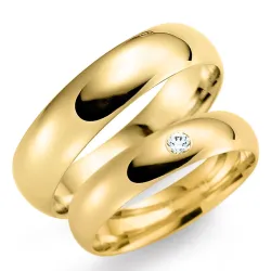 6 ja 5 mm vihkisormusta 14 karaatin kultaa 0,03 ct - setit