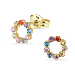 monivärisiä korvarenkaat 9 karaatin kultaa kanssa zirkoni - Gold Collection