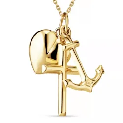 Usko-toivo-rakkaus kaulaketju kullattua hopeaa riipus 9 karaatin kultaa - Amoré