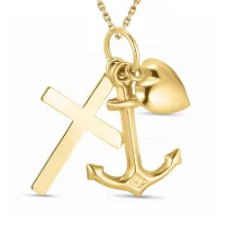 Usko-toivo-rakkaus kaulaketju kullattua hopeaa riipus 9 karaatin kultaa - Amoré