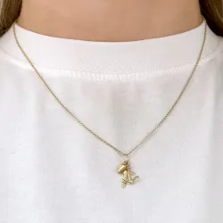 Usko-toivo-rakkaus kaulaketju kullattua hopeaa riipus 9 karaatin kultaa - Amoré