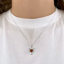 Sydän enkeli meripihka riipus  hopeaa