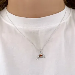 Dark harmony delfiini meripihka riipus  hopeaa