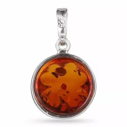 Pyöreä apila meripihka riipus  hopeaa