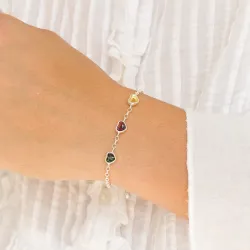 sydän meripihka rannekoru hopeaa