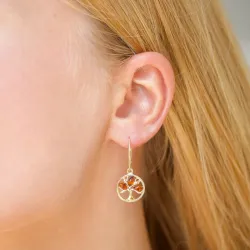 elämänpuu meripihka korvarenkaat  kullattu hopea