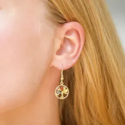 elämänpuu monivärisiä meripihka korvarenkaat  kullattu hopea