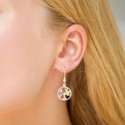 elämänpuu monivärisiä meripihka korvarenkaat  hopea