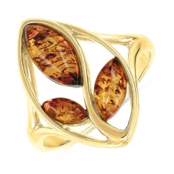 kukka meripihka sormus kullattua hopeaa