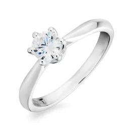 zirkoni solitaire-sormus hopea