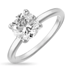 zirkoni solitaire-sormus hopea