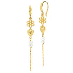 Sistie Alma kukka helmi ketjukorvakorut  kullattua hopeaa