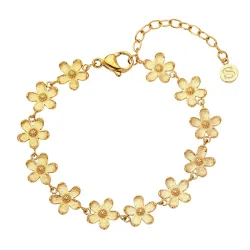 Sistie2ND Camelia kukka rannekoru  kullattu teräs