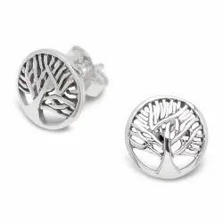 8 mm elämänpuu nappikorvakorut  oksidoitua sterlinghopeaa