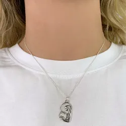 sydän äiti ja lapsi riipus  rodinoitua hopeaa