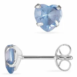 6 mm sydän zirkoni nappikorvakorut  hopea