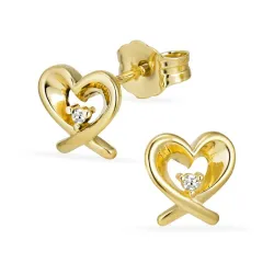 sydän timantti nappikorvakorut 8 karaatin kultaa kanssa timantti