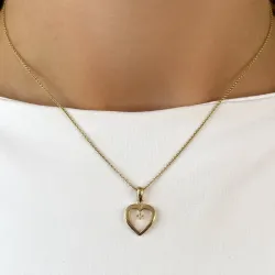 sydän timantti kaulaketju kullattua hopeaa riipus 8 karaatin kultaa - Gold Collection