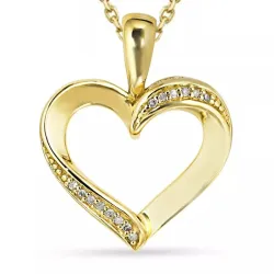 sydän timantti kaulaketju kullattua hopeaa riipus 8 karaatin kultaa - Gold Collection