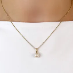7 mm norsunluu valkoinen helmi riipus  9 karaatin kultaa