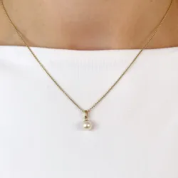 6 mm norsunluu valkoinen helmi riipus  14 karaatin kultaa