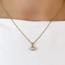 7 mm roosa helmi riipus  14 karaatin kultaa