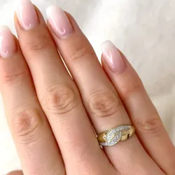 aitoja briljanttisormus 9 karaatin kulta ja valkokultaa 0,05 ct