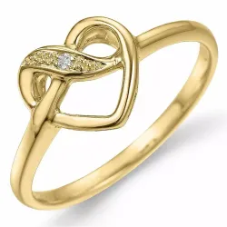 sydän timantti sormus 9 karaatin kultaa 0,008 ct