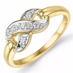 timantti sormus 9 karaatin kulta ja valkokultaa 0,05 ct